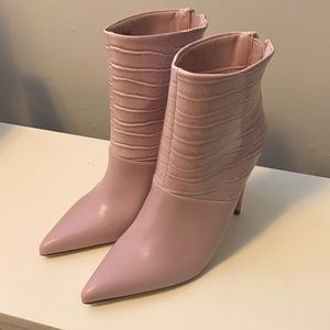 Snake skin high-heeled booties